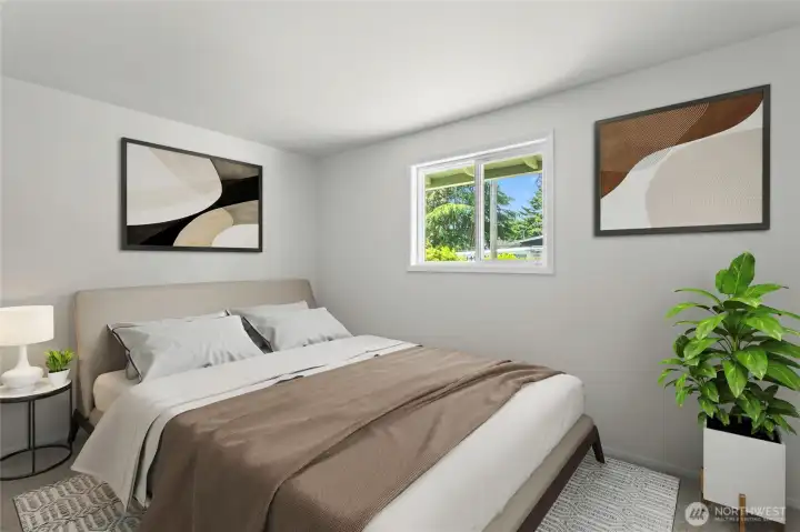 *Photo digitally staged* Upstairs bedroom 1