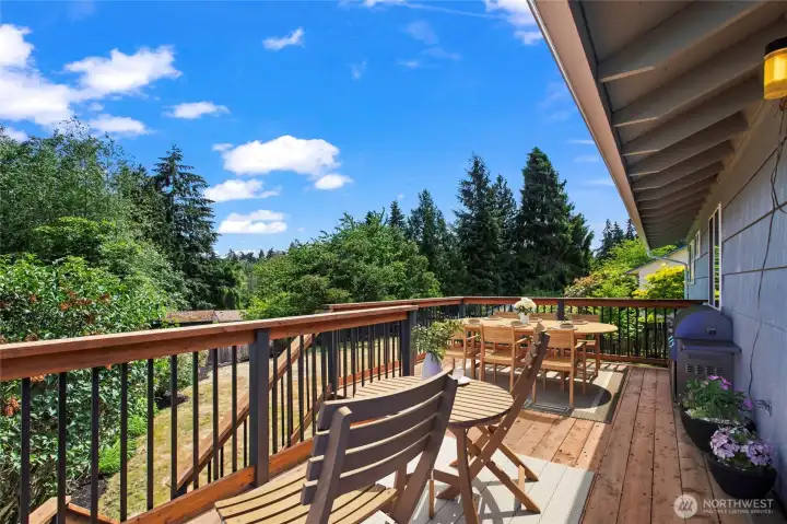 *Photo digitally staged* Brand new deck built June 2026 with peekaboo views of the sound