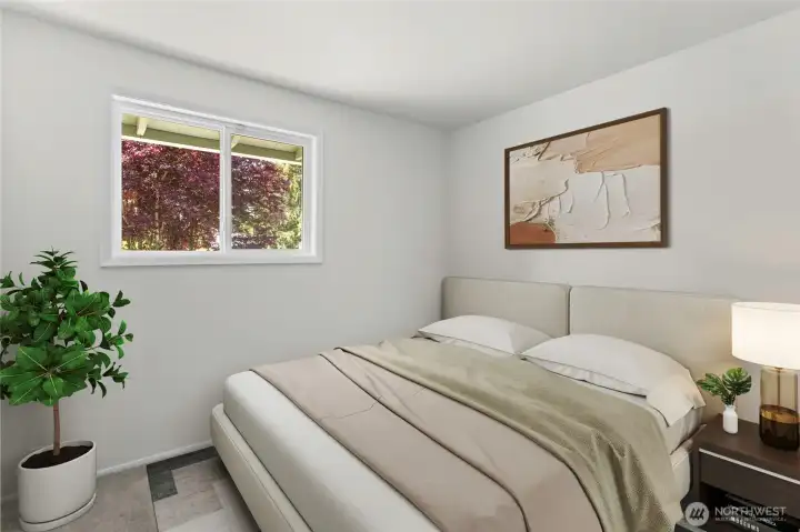 *Photo digitally staged* Upstairs bedroom 2