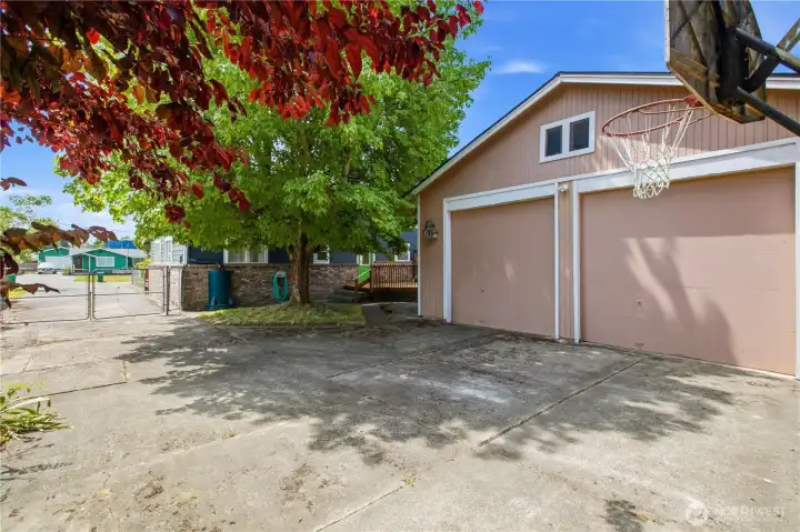 A massive garage creates endless opportunities for hobbies and projects.