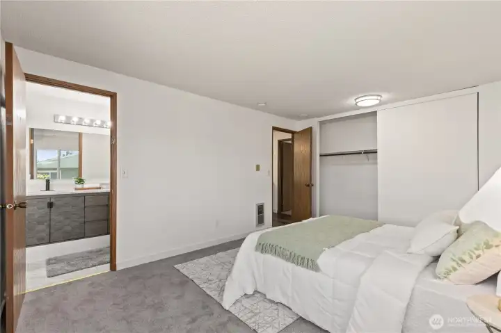 Primary Rm + Private access to Bathroom (shared)v