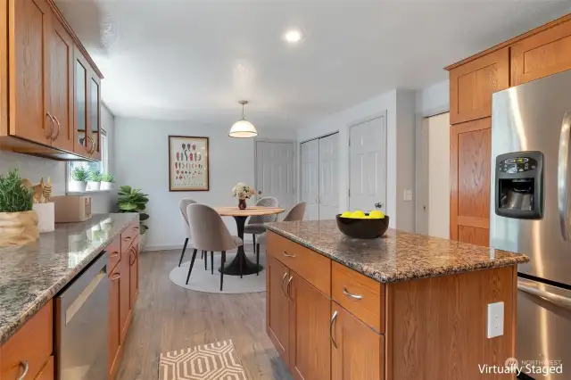Nicely remodeled kitchen with separate eating area.