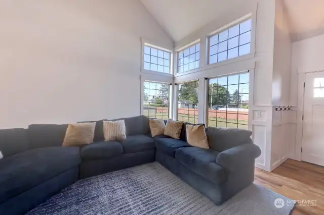 The great room with vaulted ceilings. Lots of sunlight with this southern exposure.