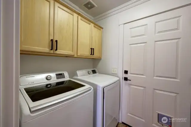 Main floor laundry room. The door way goes to the garage.