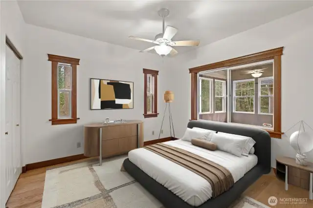 Virtually Staged Bedroom on Main Level