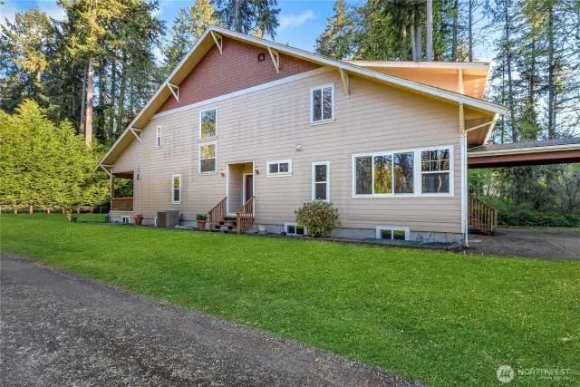North side of home, front door access