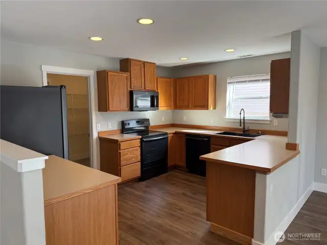 Overall view of kitchen and walk-in pantry