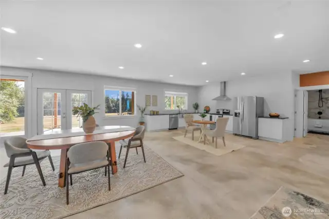 Lower level dining and kitchen. . .