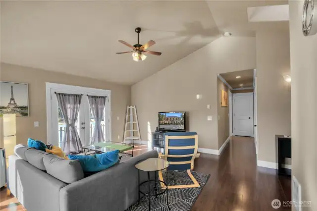 Apartment LR to hall to BR's and BTH's.