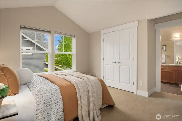 Looking towards the private bath (which all 3 bedrooms enjoy)...