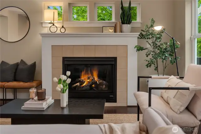 The gas fireplace provides a nice warmth and atmosphere on those cooler days.