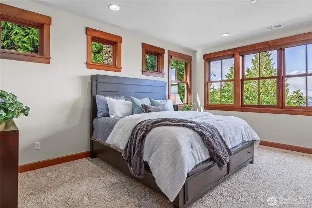 One of three bedrooms on the upper level
