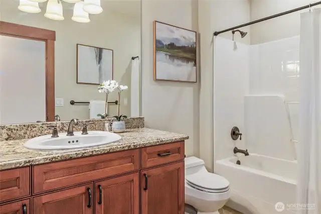 One of two full bathrooms upstairs