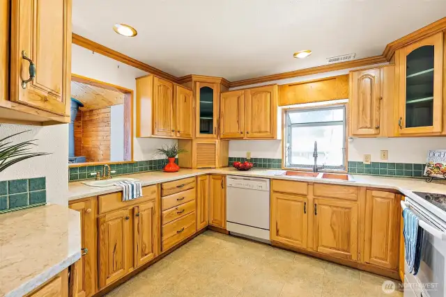Kitchen with Pass Through & Garden Window
