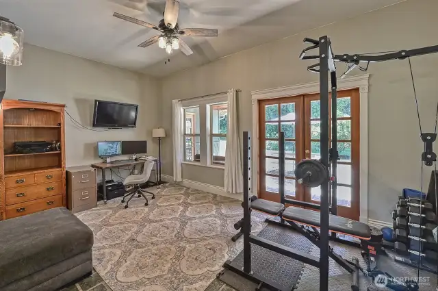 Office/Bonus room with French doors to the patio.