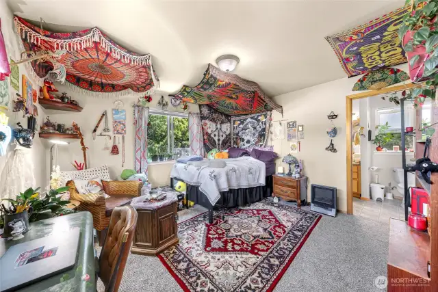 The primary bedroom is located on the second floor and features a full bathroom with walk-in closet.