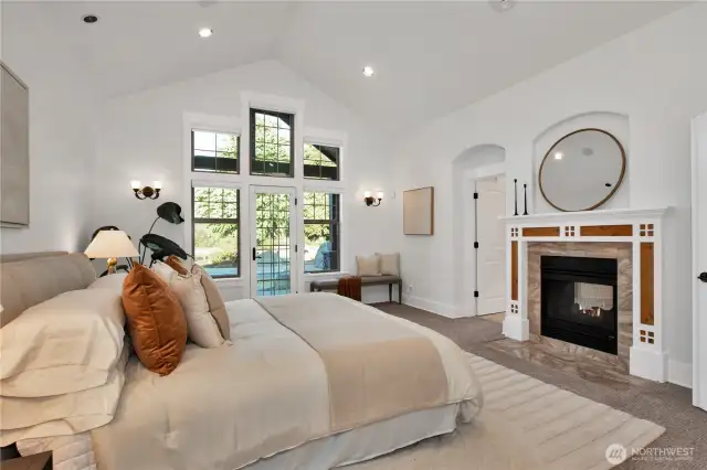 Another look at the Primary Suite. Door leading to your private covered patio area and beautiful backyard Oasis!