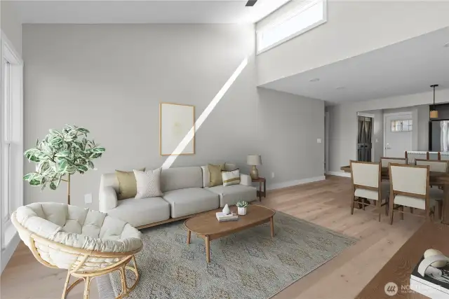 Living room into kitchen/entry way