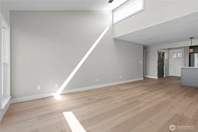 Living room into kitchen/entry way