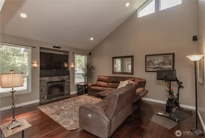 A warm and welcoming space for movie nights or entertaining.
