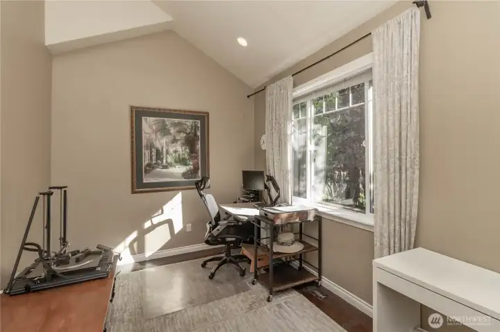 Quiet and functional for work or guests.