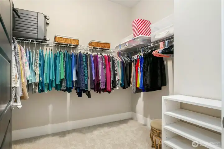 One of two walk-in closets in Primary bed room