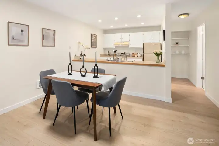 Plenty of room to expand the dining room table and invite your friends over for a shared meal and moments of connection.