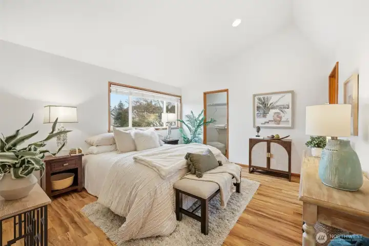 Primary bedroom with walk in closet