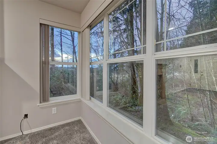 Eastern corner of Living Room provides a great view of all of your sunrises.