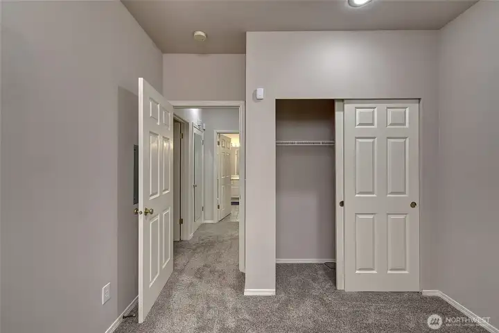 Guest bedroom with large closet.