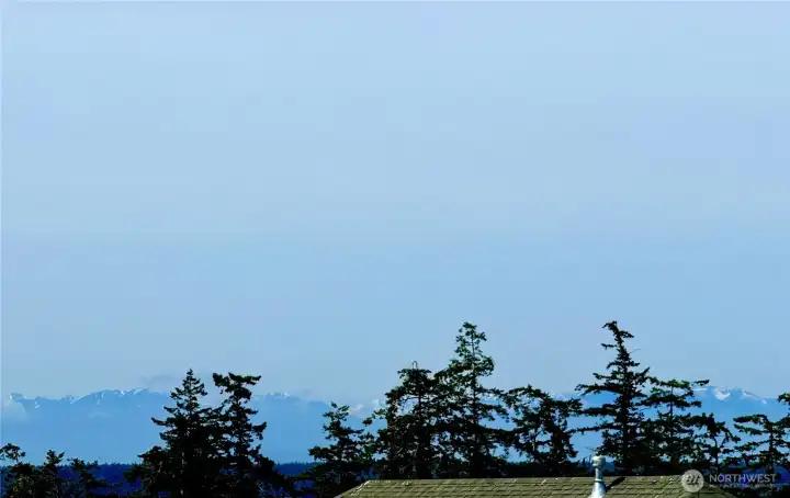 Beautiful views of the Olympic Mountains from the upstairs.