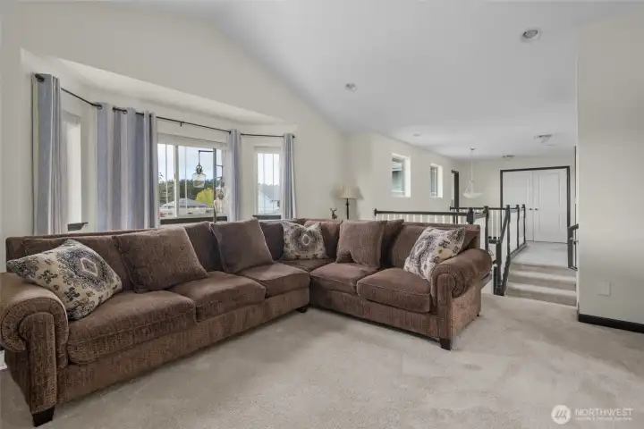 Also Upstairs is a Cozy Family Room with Vaulted Ceilings.