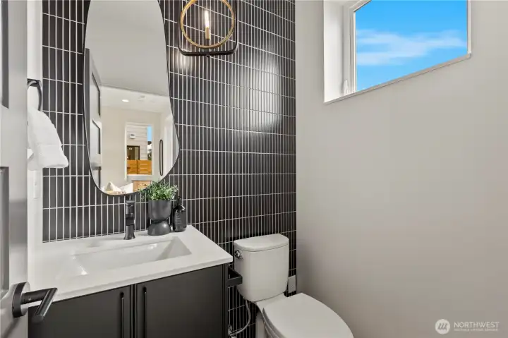 Powder room on main offers convenience