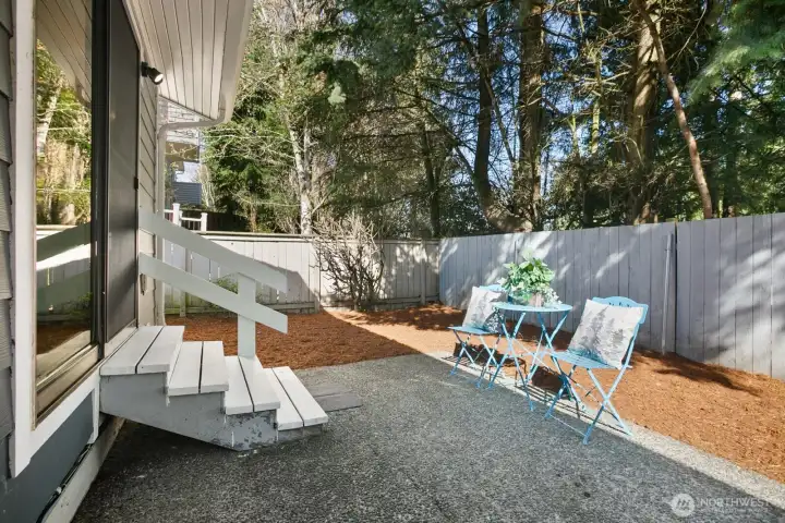 Concrete pad perfect for a dining set