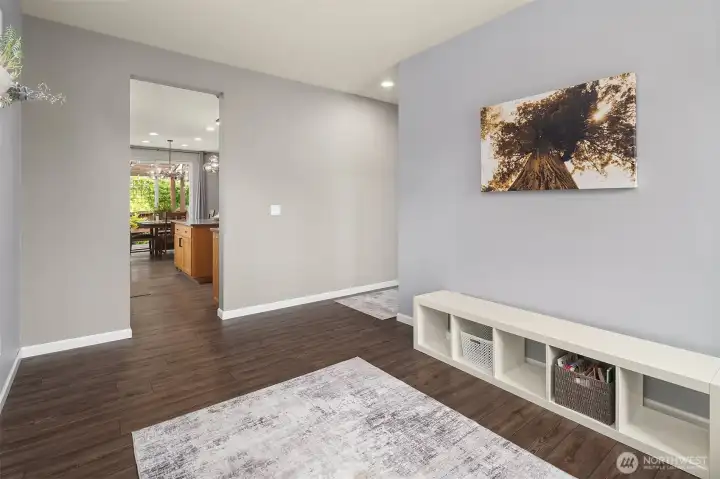 Spacious area for formal Dining Room with beautiful luxury vinyl plank flooring. Spacious area for formal Dining Room with beautiful luxury vinyl plank flooring.