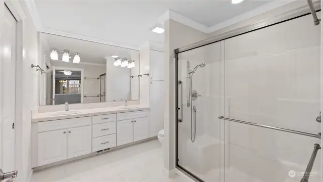 Primary Bath Features Large Walk in Shower