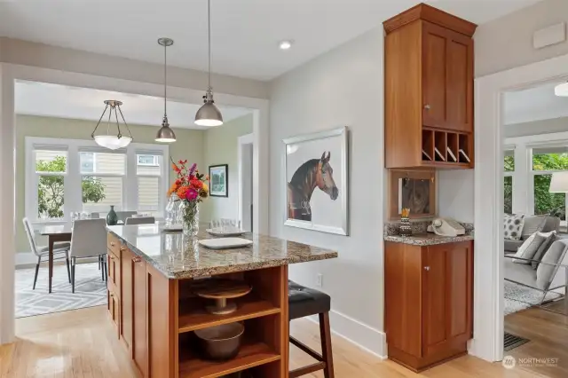 Kitchen flows off both the living & dining rooms