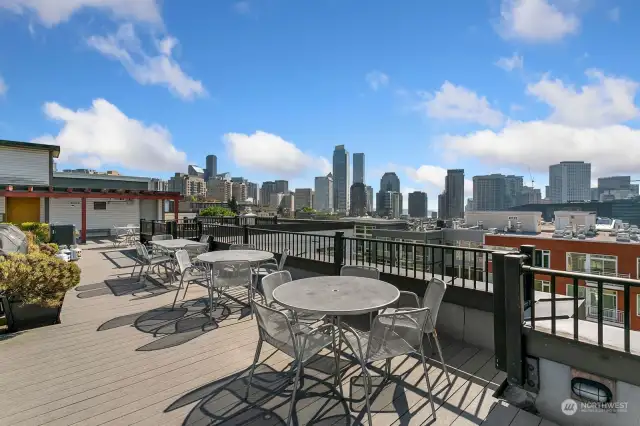 Amazing view rooftop deck with ample seating and BBQ’s for entertaining friends and relaxing outside.