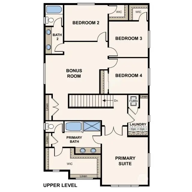 Caymen Plan - Upper Floor - Marketing Rendering - may vary per location  The photos are of a model and may not have the same finishes/colors/upgrades as the home