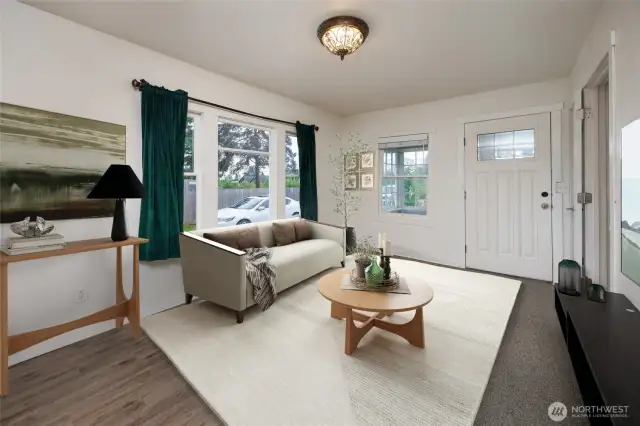 Living area facing front entry