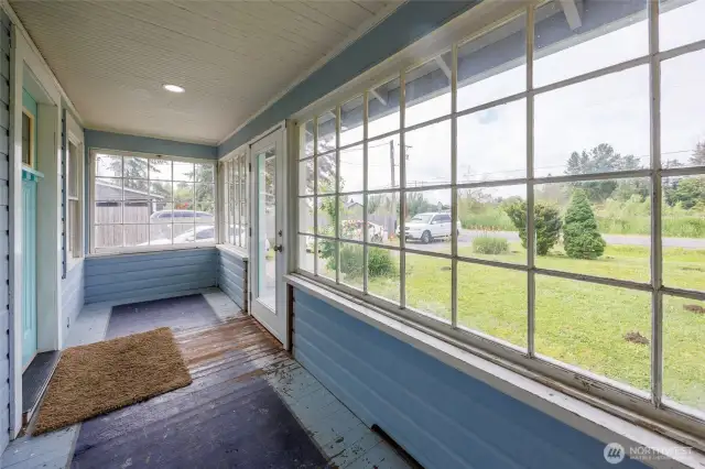 Sun porch with original character.