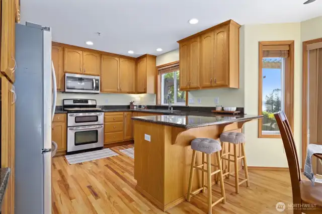 Extra seating option at the large kitchen peninsula.