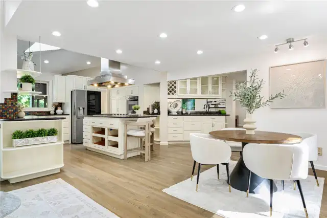 Hardwood floor, and recessed lighting and pot lights for your flexibility