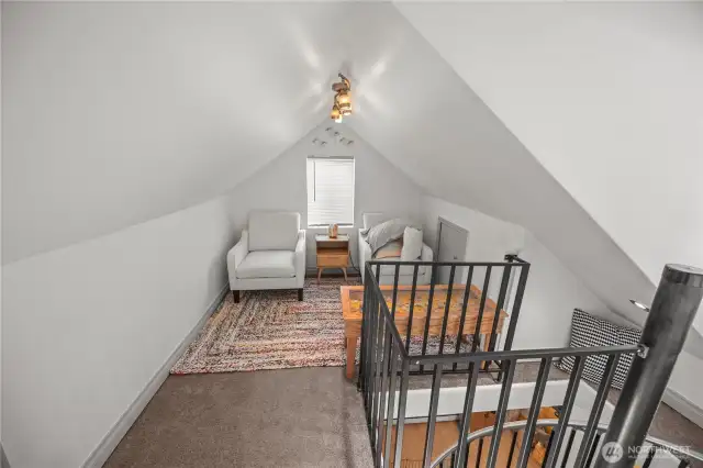 up the stairs to loft