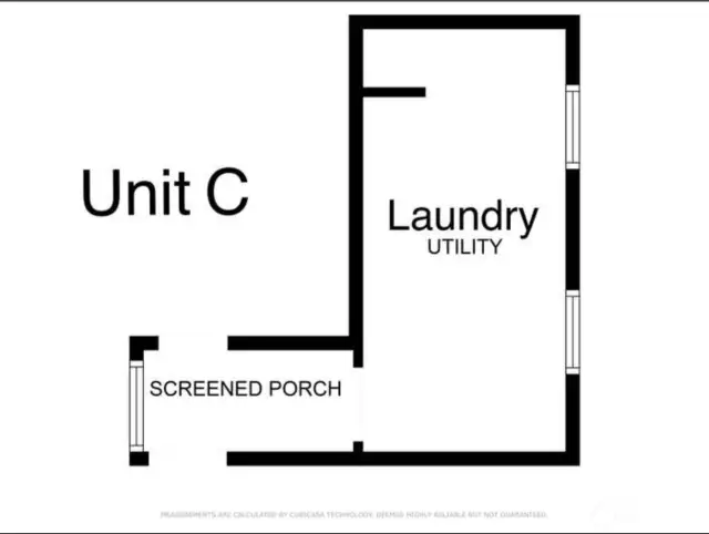 Unit C also houses the shared laundry off of the back porch