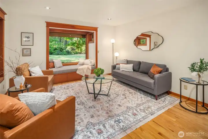 Hardwood floors, clear vertical fir trim, wood windows; all the custom details are impressive.