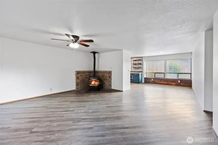 Living room with cozy pellet stove