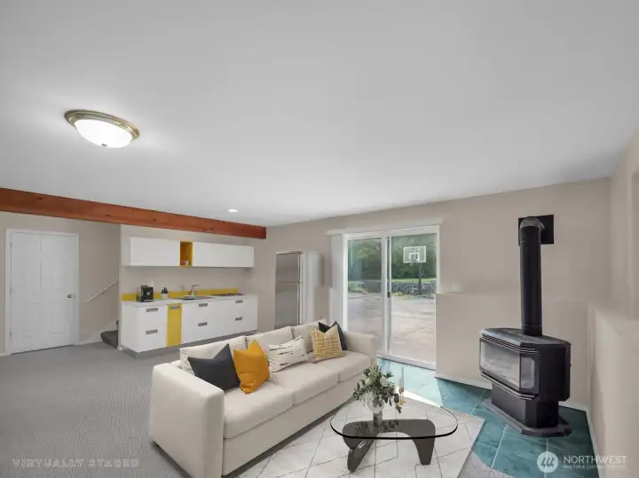 Digital Staging to highlight potential for ADU (existing plumbing)!