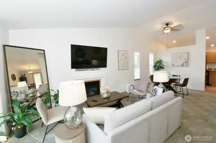 Vaulted Ceilings and open living.