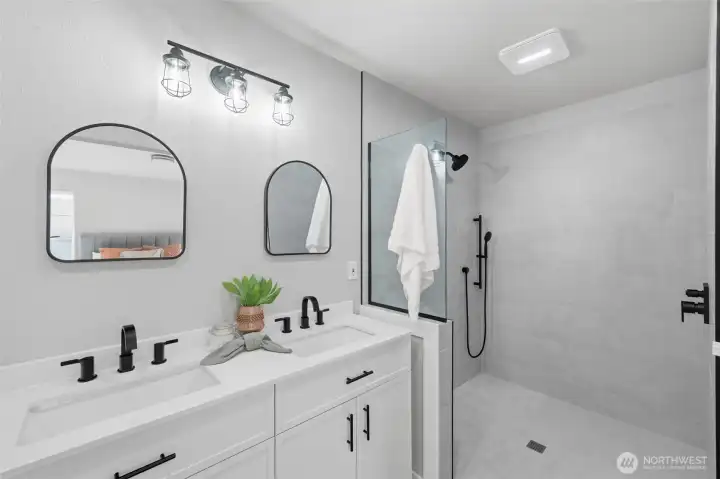 Enjoy spa-inspired updates in the bathrooms, including a stylish tile walk-in shower.